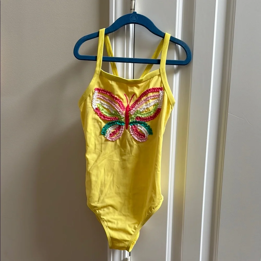 🩱Gymboree Girls Yellow Butterfly Kids Swimsuit One-Piece Bathing Suit Swim